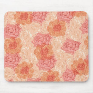 Peach pastel vintage rose pattern mouse pad