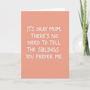Peach Pattern Best Mum Joke Card