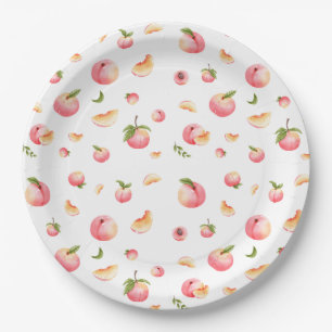 Peach Pattern Birthday Paper Plate