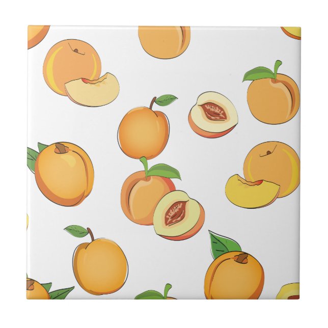 Peach Pattern Ceramic Tile (Front)