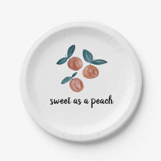 Peach Pattern Painting Vintage Paper Plate (Front)
