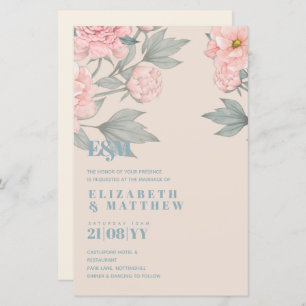 Peach Peonies Sage Floral Budget Wedding