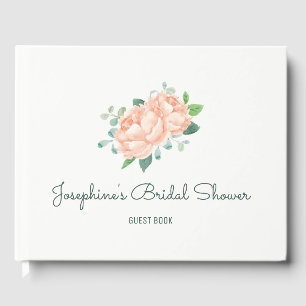 Peach Peony Bridal Shower Guest Book
