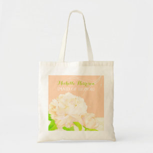 Peach Peony Bridesmaids or Maid of Honour Gift Tote Bag