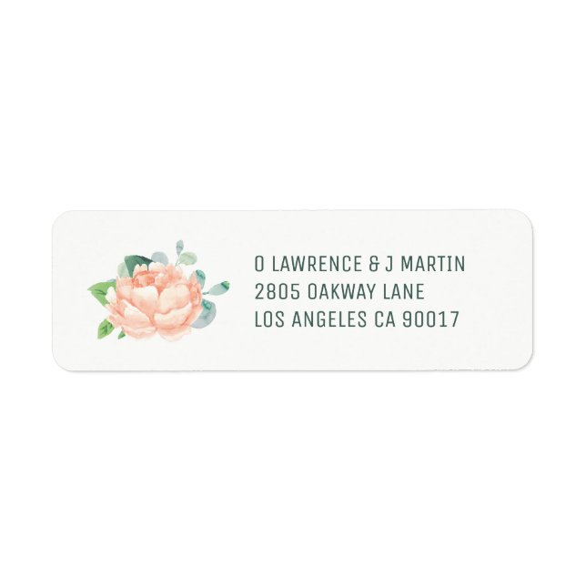 Peach Peony Return Address Labels (Front)