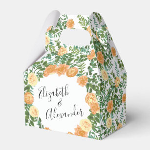 Peach Peony & Rose Floral Wedding Favour Box