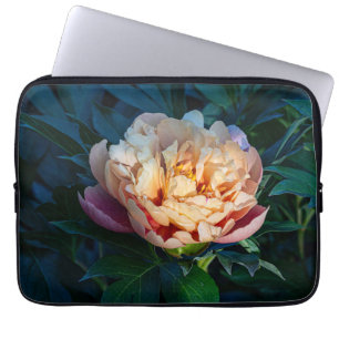 Peach Peony, Soft Pastel Flower Photo Laptop Sleeve