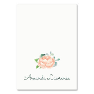 Peach Peony Watercolor Personalised Place Cards