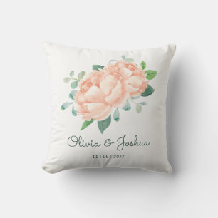 Peach Peony Wedding Cushion