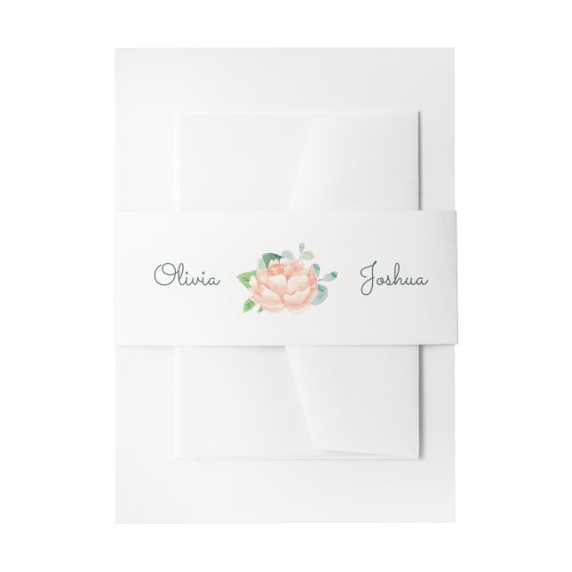 Peach Peony Wedding Invitation Belly Bands Invitation Belly Band (Front Example)