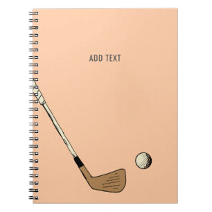 Peach Personalised Modern Vintage Golf  Notebook