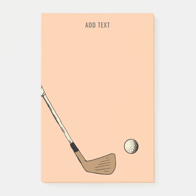 Peach Personalised Modern Vintage Golf  Post-it Notes (Front)