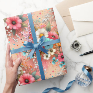 Peach Petal Bloom Wrapping Paper