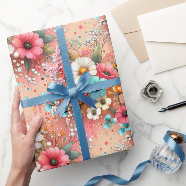 Peach Petal Bloom Wrapping Paper (Gifting)