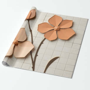 Peach Petal Mosaic Modern Wrapping Paper
