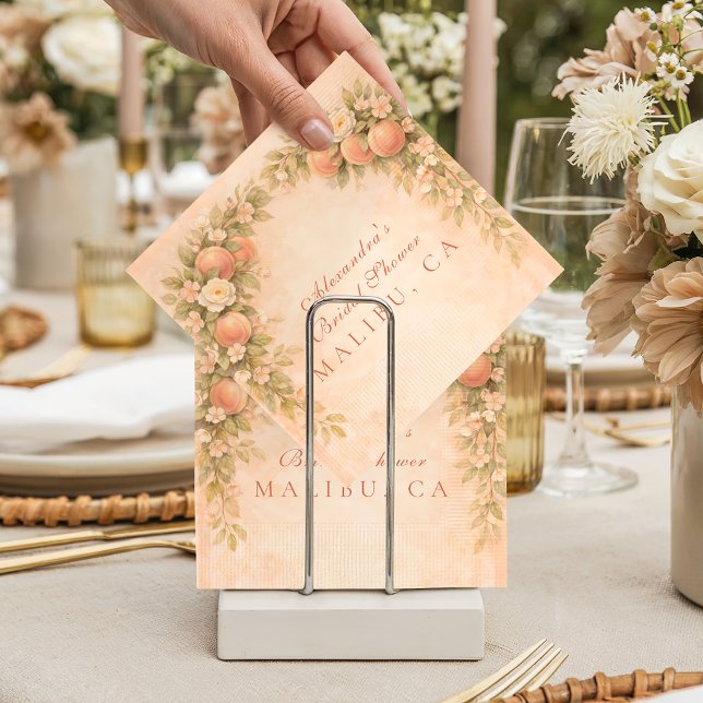 Peach & Petals Elegance Bridal Shower Napkin (Creator Uploaded)