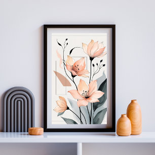 Peach Petals & Lines Wall art 