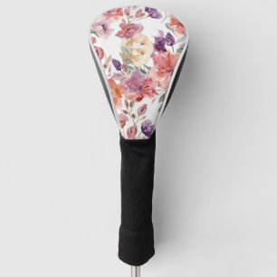 Peach Petals Watercolor Flowers Botanical Blooms Golf Head Cover