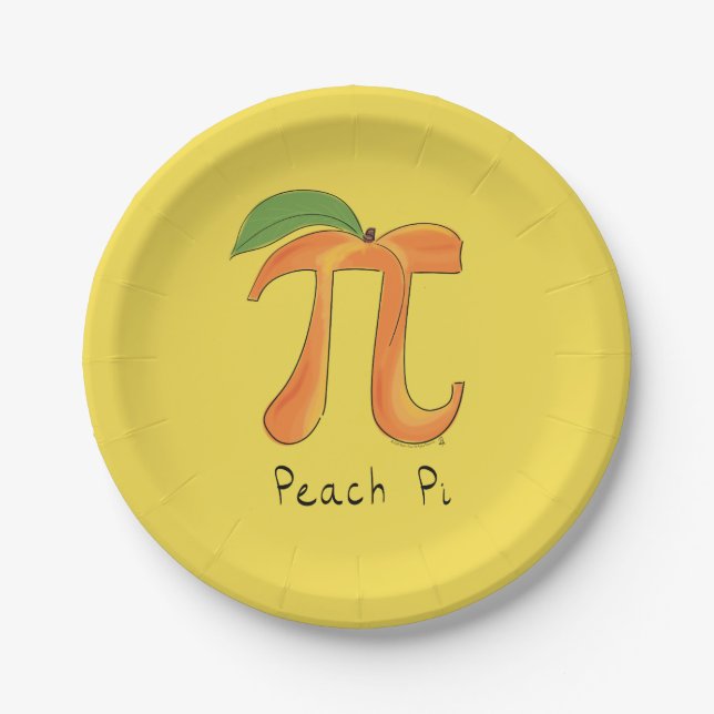 Peach Pi Cute Math Pi Day Party Paper Plates (Front)
