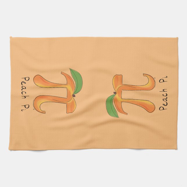 Peach Pi Cute Math Pi Day Pie Baking Kitchen Towel (Horizontal)