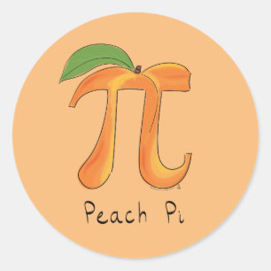 Peach Pi Cute Math Pi Day Stickers