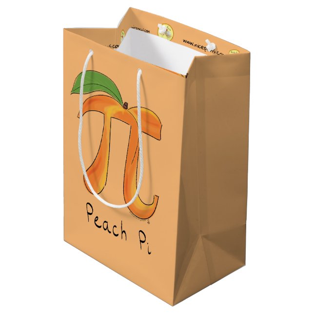 Peach Pi Symbol Math Teacher Medium Gift Bag (Back Angled)