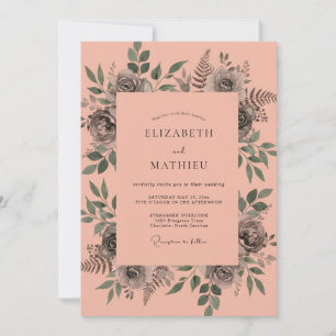Peach Picturesque Rustic Wedding Invitation
