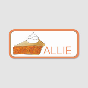 Peach Pie Slice Whipped Cream Peaches Dessert Name Tag