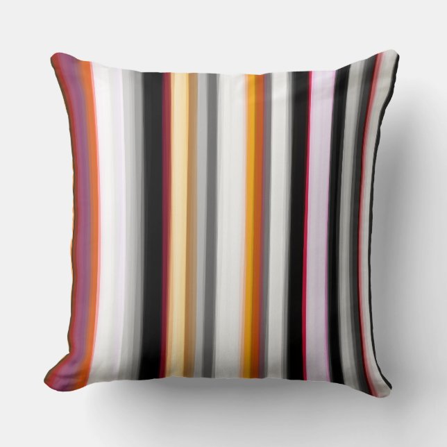 Peach, pink and Grey Abstract Stripes Cushion (Front)
