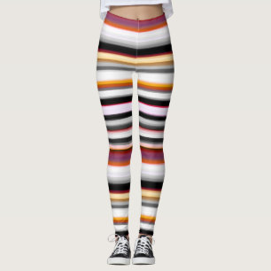 Peach, pink and Grey Abstract Stripes Leggings
