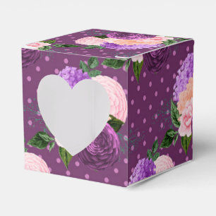 Peach Pink and Lavender Purple Floral Favour Box