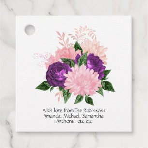 Peach Pink and Lavender Purple Floral Favour Tags