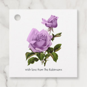 Peach Pink and Lavender Purple Floral Favour Tags