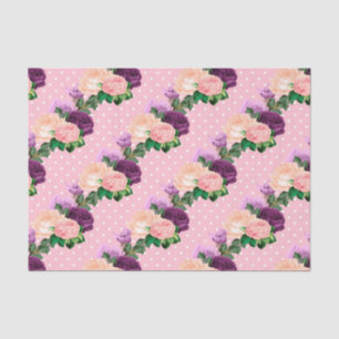 Peach Pink and Lavender Purple Floral Tissue Paper