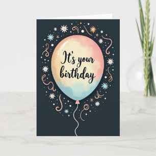 Peach Pink Birthday Balloon Card