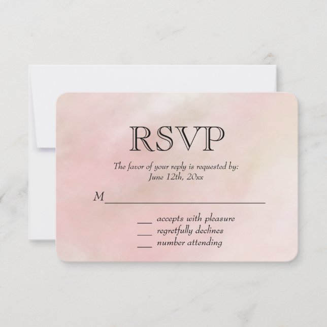 Peach Pink Blush Tie Dye Watercolor RSVP Card (Front)
