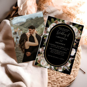 Peach Pink Boho Black Winter Floral Wedding