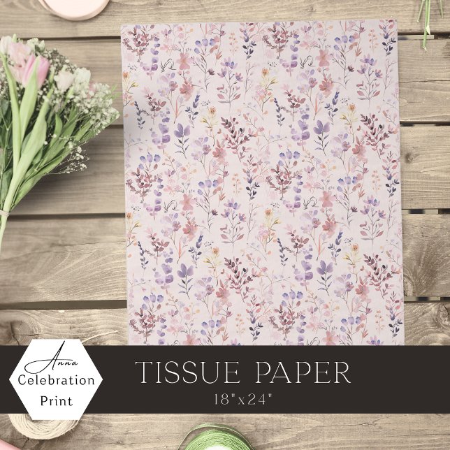 Peach Pink Boho Watercolor Wildflower Tissue Paper (Creator Uploaded)