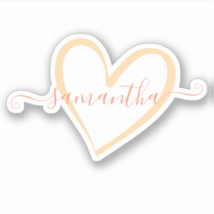 Peach Pink Calligraphy Calligraphic Name Heart