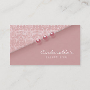 Peach Pink Damask Buttons Bra Salon business card