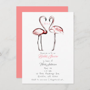 Peach Pink Flamingos Flamingo Bridal Shower Invitation