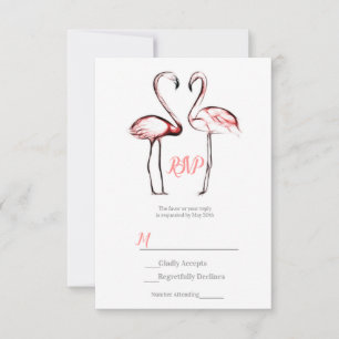 Peach Pink Flamingos Flamingo Elegant Wedding RSVP
