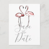 Peach Pink Flamingos Flamingo Marble Save the Date