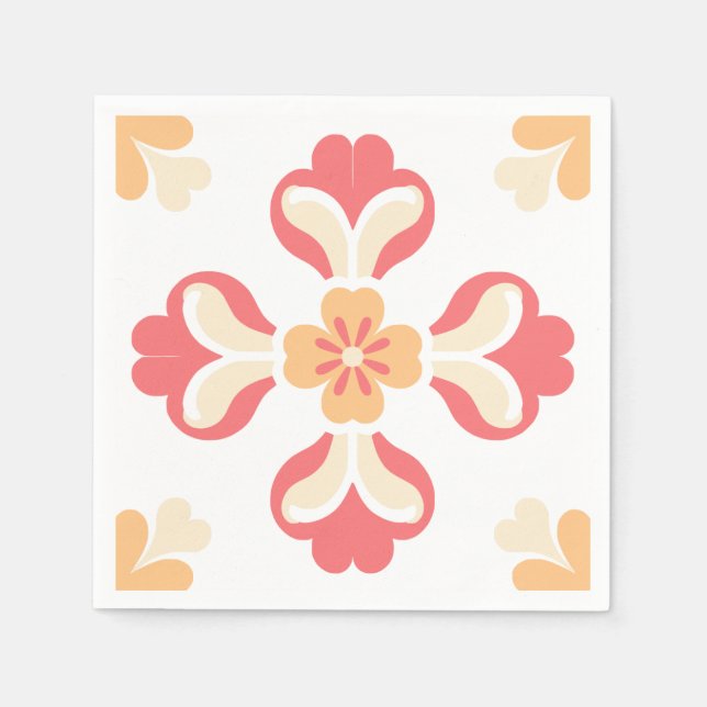 Peach Pink Floral Napkin (Front)