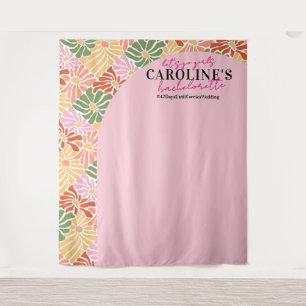 Peach Pink Groovy Floral Abstract  Tapestry