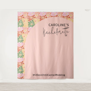 Peach Pink Groovy Floral Abstract  Tapestry