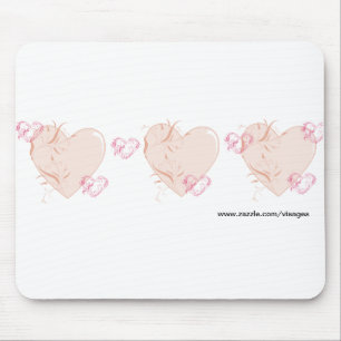 Peach & Pink Hearts Mouse Pad