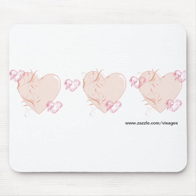Peach & Pink Hearts Mouse Pad (Front)