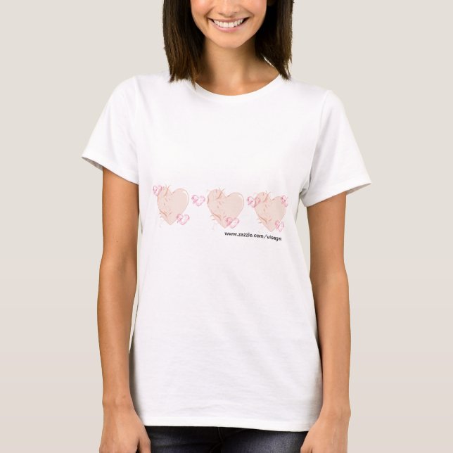 Peach & Pink Hearts T-Shirt (Front)
