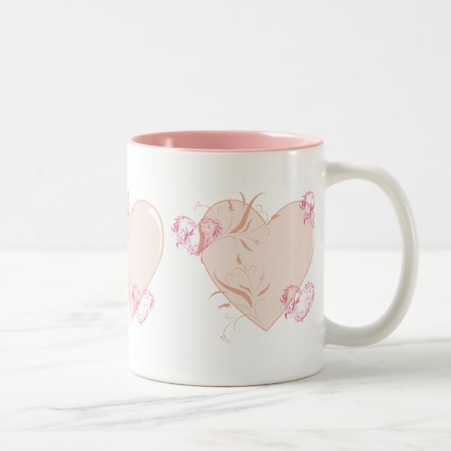 Peach & Pink Hearts Two-Tone Coffee Mug (Right)